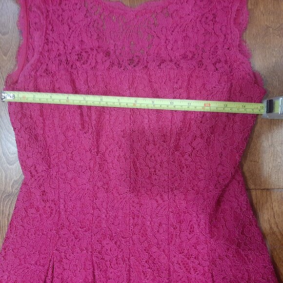 🔥 Adrianna Papell pink lace couture low back coquette pleated flare dress - Picture 13 of 16